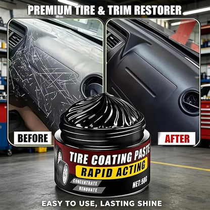 Premium Tire Coating & Trim Restorer, Restores Deep Black Shine with Ceramic Coating, UV Protection for Rubber Plastic Bumpers, Long-Lasting Car Detailing Kit (50ml 1PC)