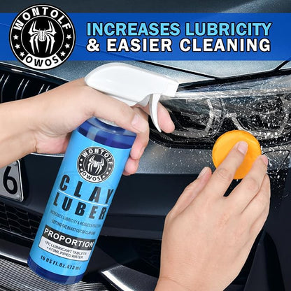 Wontolf Complete Car Clay Bar Auto Detailing Kit, Clay Luber, Butter Wet Wax, Car Wash Soap - Premium Grade Clay System Car Washing Detailing Kit- Maximum Gloss & Unsurpassed Slickness(19 Items)