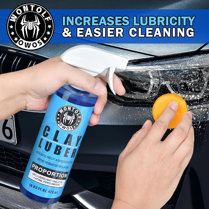 Wontolf Clay Bar Kit, Complete Clay Bars Auto Detailing Clay Luber Lubricant Car Wash Kit, Premium Grade 4 Clay Bars, Lubricant Tablets 10 Pack, Car Detailing Kit for Detailing Cleaning