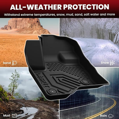 LASFIT All Weather Floor Mat Set for 2009–2019 Ford Flex & 2010–2019 Lincoln MKT – 3 Rows Custom Fit Floor Mats + Cargo Liner & Seat Back Protectors – Premium TPE Interior Full Coverage Protection