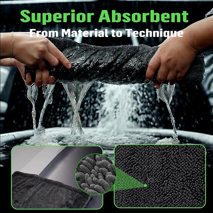 Deedlite Bath Shower Cleaning Cloths, Premium Car Drying Towel | Ultra Absorbent Twisted-Loop Design| Microfiber Towel for Car, Shower Cabin, Household