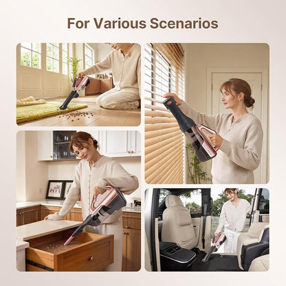 Shop-Vac S4 20V Handheld Vacuum Cordless with Brushless Motor, Rotatable Nozzle, Dual-Speed Powerful 16000 Pa Suction Portable Vacuum for Home & Pet Hair, Wall-Mounted, LED Light, Champagne Gold