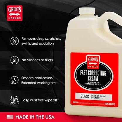 Griot's Garage BOSS Fast Correcting Cream for Car Polishing and Detailing, Swirl, Scratch Remover for Vehicles, One Gallon