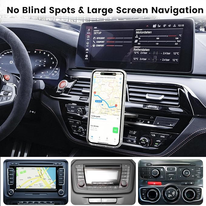 OHLPRO 15W Magsafe Car Mount Charger for iPhone 17, Fast Wireless Charging Magnetic CD Slot Holder with 3M Adhesive Base for Dashboard, Aluminum Shell, Compatible with iPhone 16 15 14 Series, Blue