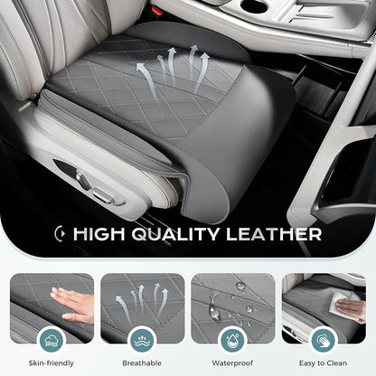 Coverado Car Seat Leg Support Cushion, Leather Car Seat Extender, Universal Leg Extender Cushions for Long Driving, Waterproof Leg Extension Support Pad Car Seat Cushions for Most Cars (Update,Gray)