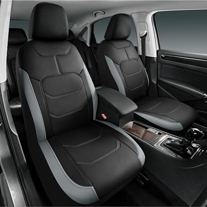 Road Comforts Seat Covers, Premium Leather Car Seat Covers Front Seats,Airbag Compatible, Automotive Seat Covers Universal Fit Most Cars,Vans,Truck,SUV Gray