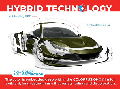 ColorFusion PPF by VViViD, Satin Stealth Combat Green Dry Apply PPF Vinyl Car Wrap Roll 1ft x 5ft