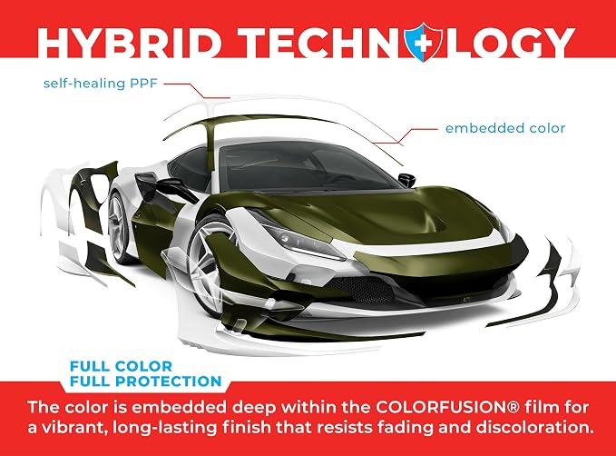 ColorFusion PPF by VViViD, Satin Stealth Combat Green Dry Apply PPF Vinyl Car Wrap Roll 20ft x 5ft