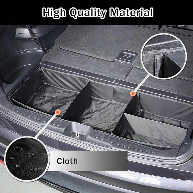 Trunk Organizer Compatible with Honda Pilot 2016-2022, Portable Foldable Large Capacity Cargo Storage Box with 4 Compartments, Oxford Cloth Material