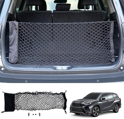 Cargo Net Compatible with 2014-2025 2026 Toyota Highlander Truck Bed Cargo Net 3.38'×1.44' Double Layer Envelope Style Dense Mesh Trunk Organizer for 2025 Highlander Exterior Accessories