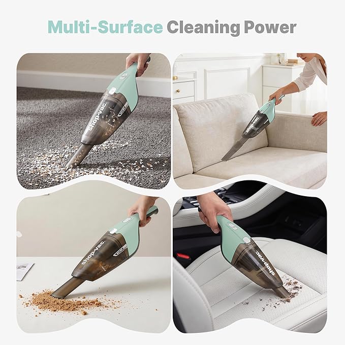 Shop-Vac Wet/Dry Handheld Vacuum Cordless, Powerful Portable Car Vacuum Rechargeable, Wall-Mounted Hand Vac with Crevice Tool, Lightweight Hand Vacuum for Home & Car, Washable Filter, Green