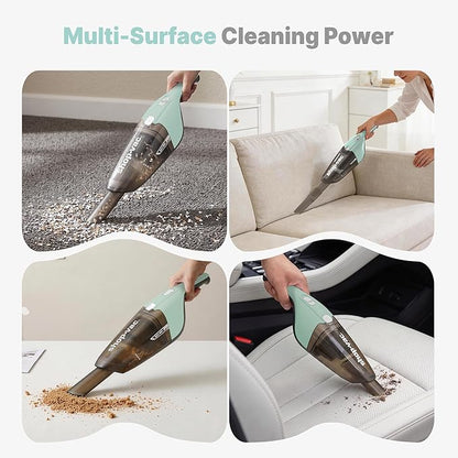 Shop-Vac Wet/Dry Handheld Vacuum Cordless, Powerful Portable Car Vacuum Rechargeable, Wall-Mounted Hand Vac with Crevice Tool, Lightweight Hand Vacuum for Home & Car, Washable Filter, Green