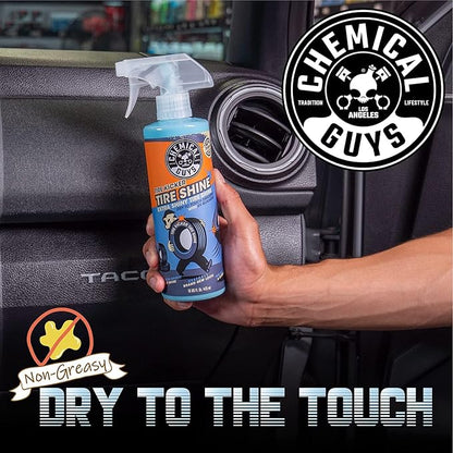 Chemical Guys Tire Kicker Extra Glossy Tire Shine Spray, 16 fl oz | Includes foam applicator; works on rubber, vinyl and plastic; for cars, trucks, motorcycles, RVs and more