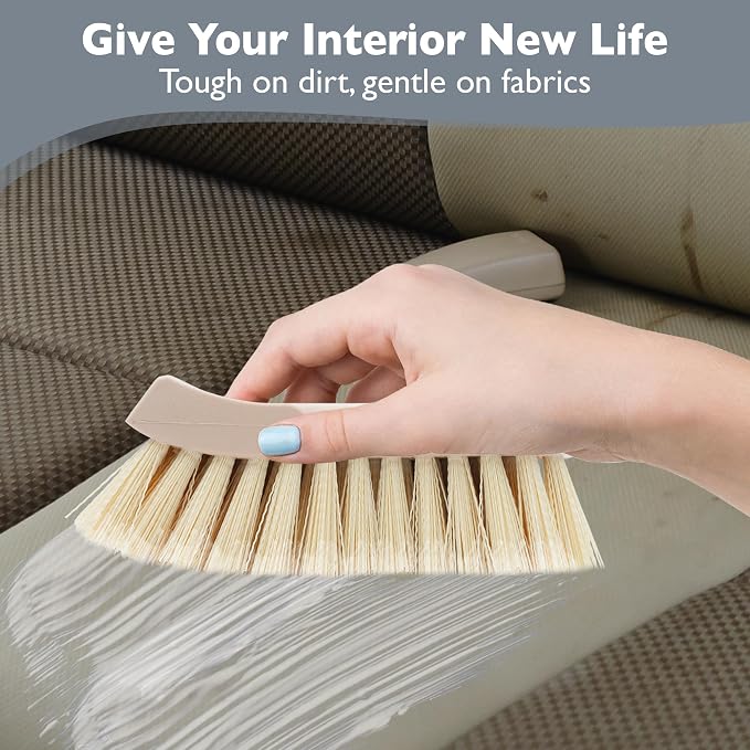 Nanoskin 6-Inch Heavy-Duty Professional Interior & Upholstery Cleaning Brush for Car Care - Durable Polypropylene Bristles for Auto Detailing, Grime Removal | Ergonomic Design for Hard-to-Reach Areas
