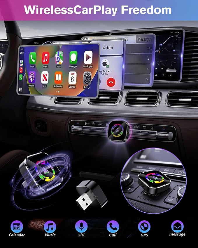 Ablink 2026 Upgarded Wireless CarPlay Adapter for iPhone & Android,2 in 1 Mini USB CarPlay Dongle Wireless CarPlay,Fast Connection,Dual-Band WiFi,No Delay,Plug & Play,Fast Auto-Reconnect