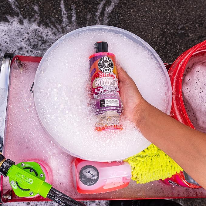 Chemical Guys CWS21516 Sticky Snowball Ultra Snow Foam Car Wash Soap (Works with Foam Cannons or Bucket Washes) Safe for Cars, Trucks, Motorcycles, RVs & More 16 fl oz, Cherry Scent
