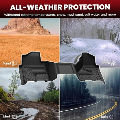 LASFIT Floor Mats 2019-2025 2026 for Ram 2500/3500 Mega Cab Bench Seat, Not for Bucket Seat or Model with PTO KIT or 4X4 Shifter, All Weather TPE Custom Fit Car Mats Floor Liners 1st & 2nd Row, Black
