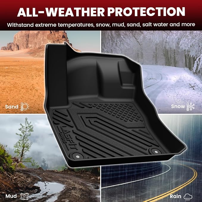 LASFIT Floor Mats for Volkswagen VW Tiguan 2018-2024(Fit 7 Seats), All-Weather Protection TPE Car Mats 3 Rows Floor Liners & Trunk Mats & Seatback Mats Full Set for VW Tiguan Accessories, Black