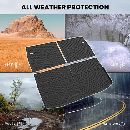 LASFIT Trunk Mat & Backrest Mats for 2022-2025 Mitsubishi Outlander (Not Fit PHEV or Sport Models), Custom Fit Full Coverage TPE All-Weather Cargo Liner for Mitsubishi Outlander Accessories, Black