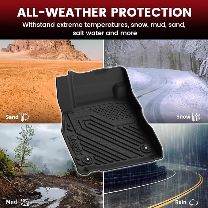 LASFIT Floor Mats & Cargo Mat for Nissan Kicks 2018-2024 & Kicks Play 2025, Custom Fit All Weather TPE Floor Liners for 2018-2024 Kicks & 2025 Kicks Play S/SR/SV Full Set Car Mats & Trunk Mat, Black