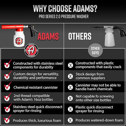 Adam's Polishes Foam Gun Car Wash Sprayer - Connects to Garden Hose for Car Washing, No Pressure Washer Required, Use Snow Foam Blaster with Car Soap, Shampoo or Detergent