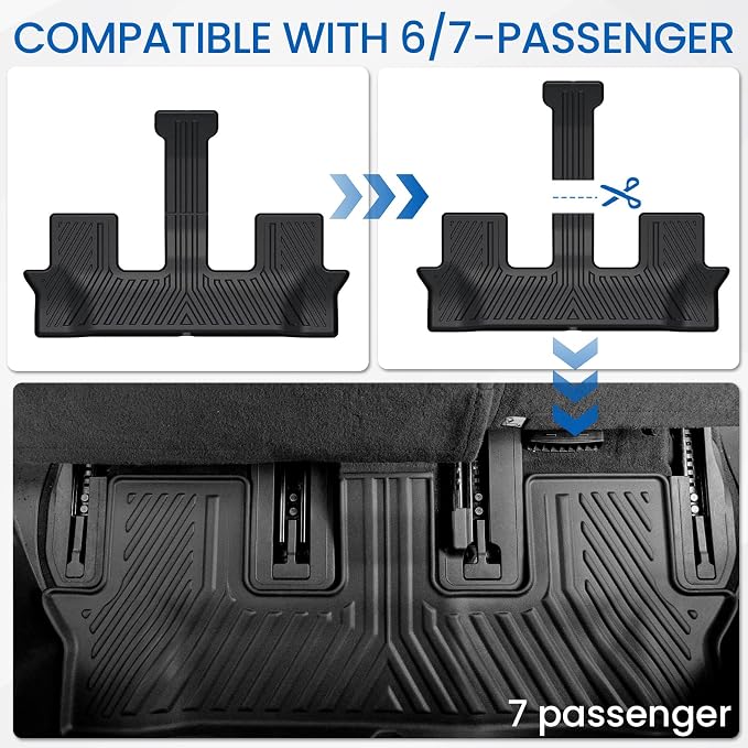Floor Mats Set for 2021-2024 2025 2026 Kia Sorento Gasoline 6/7 Seats (Not Fit Hybrid), All Weather TPE Backrest Mat Cargo Liner Trunk Mat Accessories, Waterproof and Durable Car Mats