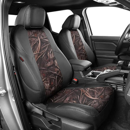 EKR Tacoma Leather Car Seat Covers Custom Fit for Toyota Tacoma 2012 2013 2014 2015 (Regular Seats) - Truck Seat Covers Full Set,Faux Leather(Black/Reed Camo)