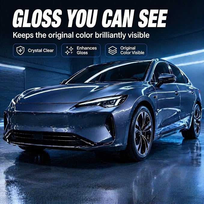 7.5 Mil TPU Clear Paint Protection Film for Cars, 1X5ft，High Gloss Self-Healing Anti-Yellowing Automotive Wrap, Easy Install Roll for DIY