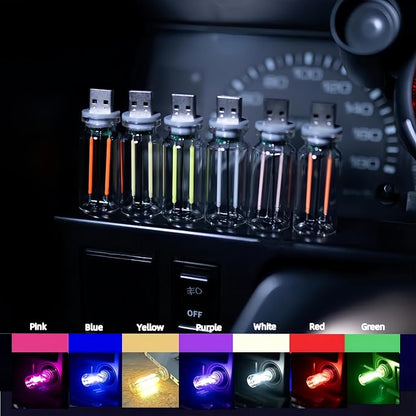Transform Your Space with USB Nightlight! New Touch Bedside Car Atmosphere Light, DIY Romantic Mini Ceramic LED Glass Bottle （Purple Light）