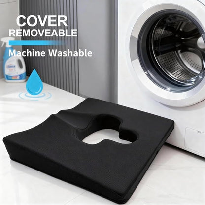 Gel Wheelchair Seat Cushion,Bed Sore Cushions for Butt,Memory Foam hemorrhoid Pillow for Chairs,Butt Pillow for Pressure Sore&Ulcer Pain,Sciatica &Coccyx Pain Relief,Washable-Cover(Black)
