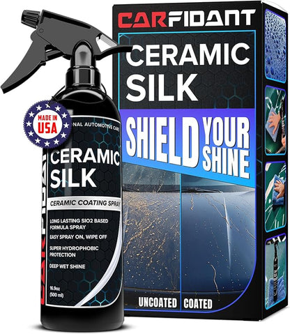 Carfidant Ceramic Silk - Ceramic Coating Spray - High Gloss, Hydrophobic Protection & Chemical Resistance for Cars, RVs & Boats - Long-Lasting Shine & Durability for Exterior Detailing - 16.9 fl. Oz.
