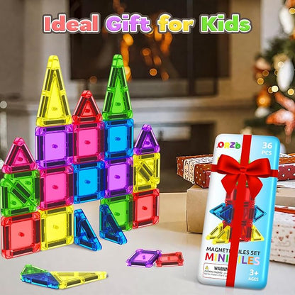 Magnetic Tiles Mini Travel Toddler Set, Magnetic Blocks Building Kids Toys & Games, Montessori Preschool Classroom Must Haves Educational Learning Sensory Toys for 3+ Year Old Boys Girls Birthday Gift