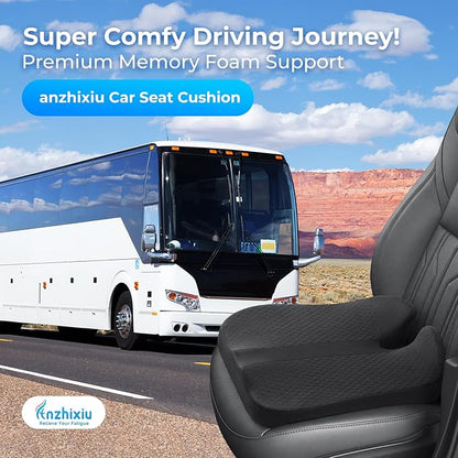 anzhixiu Elevated Car Seat Cushion for Improved View- Black | Heigtening Car seat cushion supports spine and reduces lower back pressure