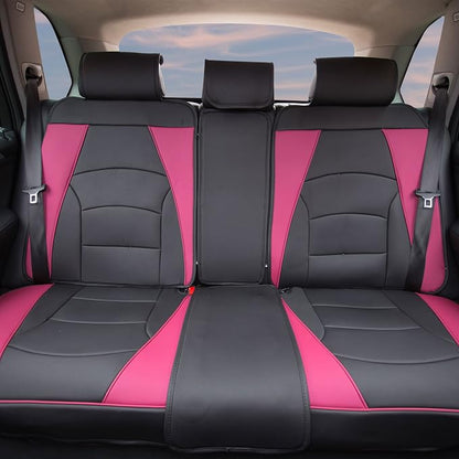 FH Group Ultra Comfort Highest Grade Faux Leather Full Set Cushion Pads Car Seat Covers for Front and Rear– Universal Fit for Cars Trucks & SUVs Pink/Black