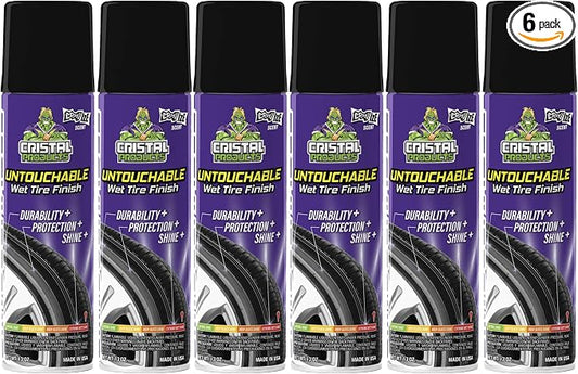 Cristal Products Untouchable Tire Shine Spray Crazy Ice (6 Pack) – Wet Look Tire Shine, No Sling, Long Lasting Car Tire Shine, Easy No Touch Application