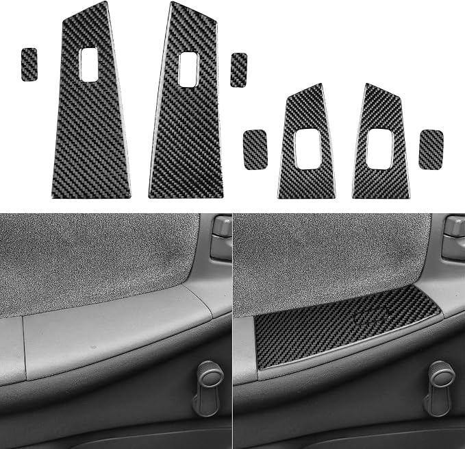 Black Real Carbon Fiber Accessories Car Window Lift Switch Trim Button Panel Kit Cover Interior Trim Sticker Decal for Toyota Corolla CE LE S 2003 2004 2005 2006 2007 2008/XRS 2005-2006 Sedan 8PCS -C