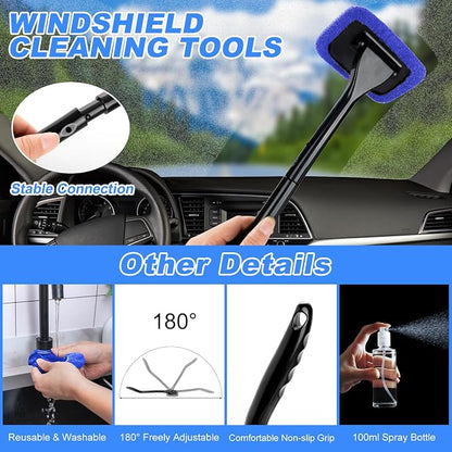 Car Cleaning Kit, Car Vacuum Interior Detailing Cleaner Kit with High Power Handheld Vacuum, Brush Set, Windshield Tool, Duster, Towels, Complete Car Care Tools for Women (Blue)