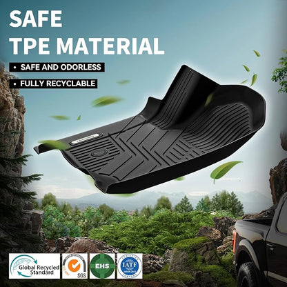 OEDRO Floor Mats Fit for 2019-2026 Chevy Silverado/GMC Sierra Denali 1500 & 2020-2026 Silverado/Sierra 2500HD/3500HD Crew Cab Without Rear Underseat Storage Box, TPE All-Weather Car Mats, Black