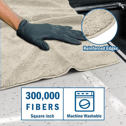 HOMEXCEL Professional Large Microfiber Car Drying Towels 2 Pack, Lint Free, Scratch Free, Highly Absorbent Drying Towel for Cars, SUVs, RVs, Trucks, and Boats,31" x 24",Brown