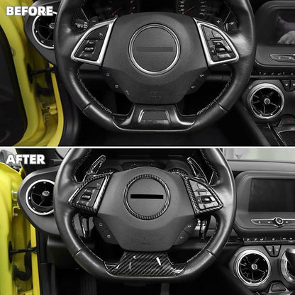 6PCS Full Set Interior Trim Kit for 2016-2026 Chevy Camaro SS ZL1 3LT, Center Console Navigation GPS Screen Panel Frame Gear Shift Cover Trim(Carbon Fiber, for 8" Screen)