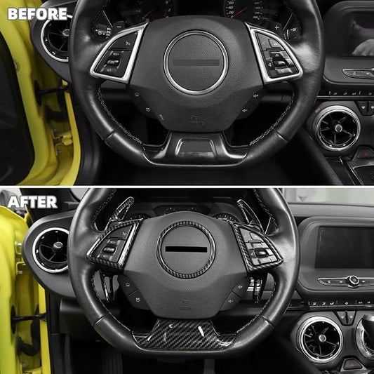 6PCS Full Set Interior Trim Kit for 2016-2026 Chevy Camaro SS ZL1 3LT, Center Console Navigation GPS Screen Panel Frame Gear Shift Cover Trim(Carbon Fiber, for 8" Screen)
