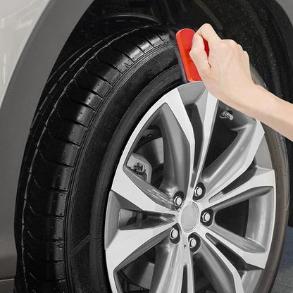 Large Tire Shine Applicator Brush,Vegan Tire Shine Applicator with Curved Brush Head - Automotive Tire Dressing Applicator Brush with Storage Stand for Tire Detailing, 3.6 Inch Length (Red)