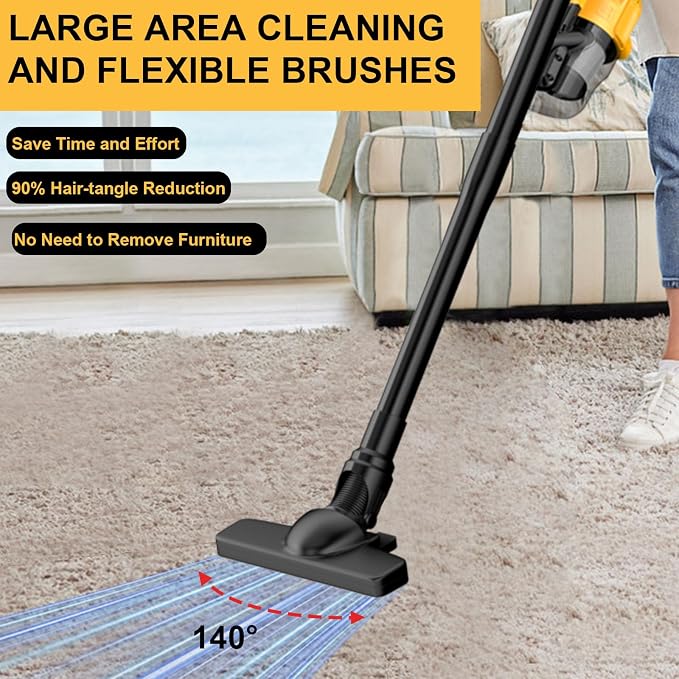 Cordless Vacuum for Dewalt 20V Battery, Handheld Vacuum Cleaner Stick Vacuum Shop Vac for Home Car Hardwood Floor Carpet with Washable HEPA Filter (No Battery)