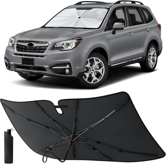 EcoNour Umbrella Windshield Sunshade for Subaru Forester 2014 2015 2016 2017 2018 | Front Windshield Sun Shade UV Heat Blocker | Foldable Reflective Car Sun Visor Interior Cooling Accessories