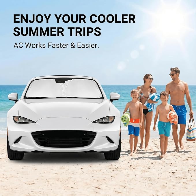 for Mazda MX5 Miata Windshield Sun Shade 2016-2026 Sunshade Front Window Shade Custom Fit MX-5 Miata Accessories Sun Visor Foldable Shade Blocks UV Rays Accessories