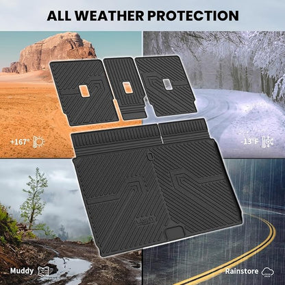 LASFIT Floor Mat with Backrest Mat Ford Expedition Max & Lincoln Navigator L 2025 2026 2027(fit 7 and 8 Seats),Costom Fit All Weather Protection TPE Easy Clean Cargo Liners,4pcs,Black