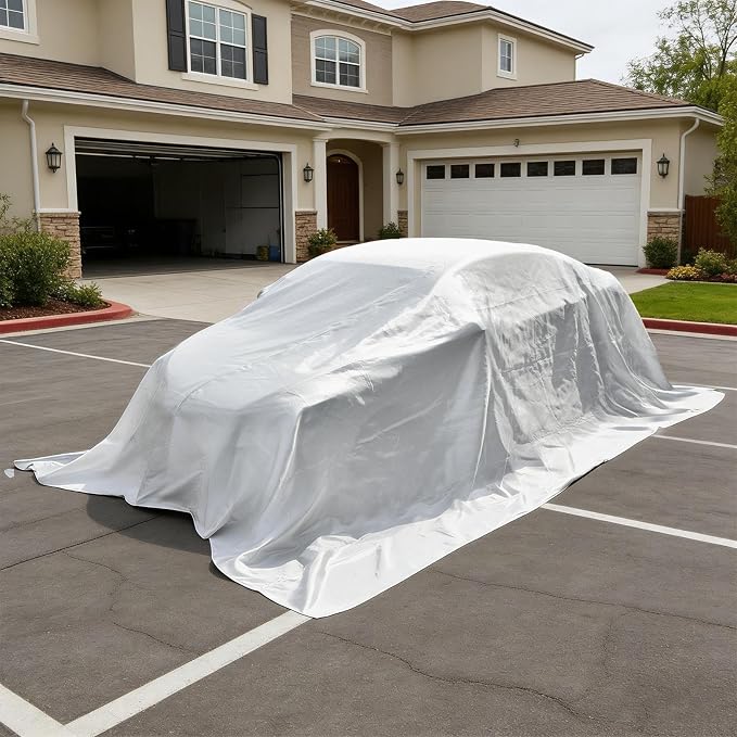 Fires Blankets for Cars 19.6’ x 13.1’EV Thermal Runaway Cover with 2 Pairs Adhesive‑Coated Gloves Storage Bag Quick Deployment for Engine Fires & Accidents