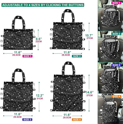Leak-Proof Waterproof Car Trash Bag Foldable Multipurpose Trash bin Container Storage Cute Grocery Organizer Bag for Automotive Front or Back Seat in Cars SUVs and Trucks (Cute Cats)
