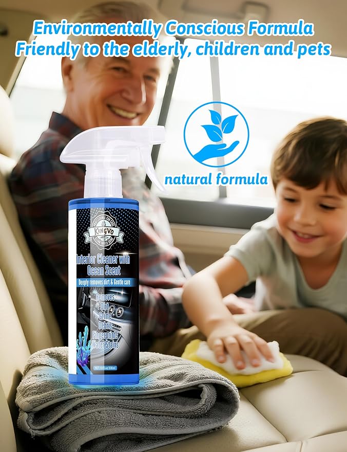 Car Cleaner Interior, Leather Cleaner Upholstery Interior Ceaning Kit Carpet Dashboard Shiny Car Stuff for Vinyl,Plastic,Fabric,Carpet & More,Ocean Scent