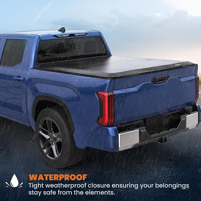 KUIPERAUTO Soft Tri Truck Bed Tonneau Cover Compatible for 2005-2015 Toyota Tacoma 5ft Bed (incl Utility Track System